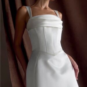 Meshki Isabel White Satin Mini Dress